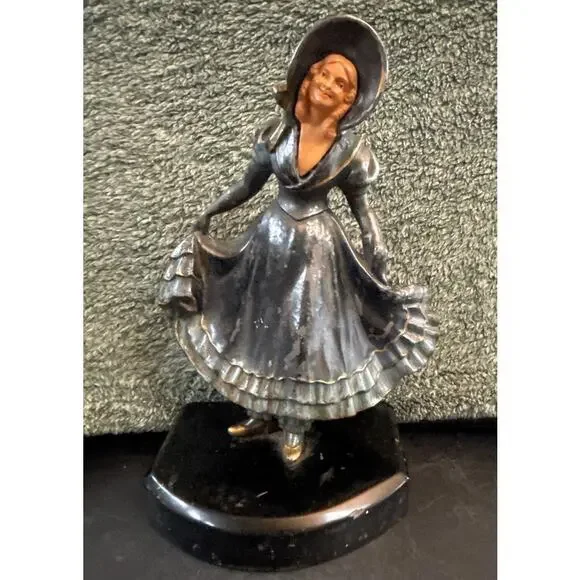 1930s JB Hirsch Cold Painted French Bronze Figure on Marble Pleased to Meet You